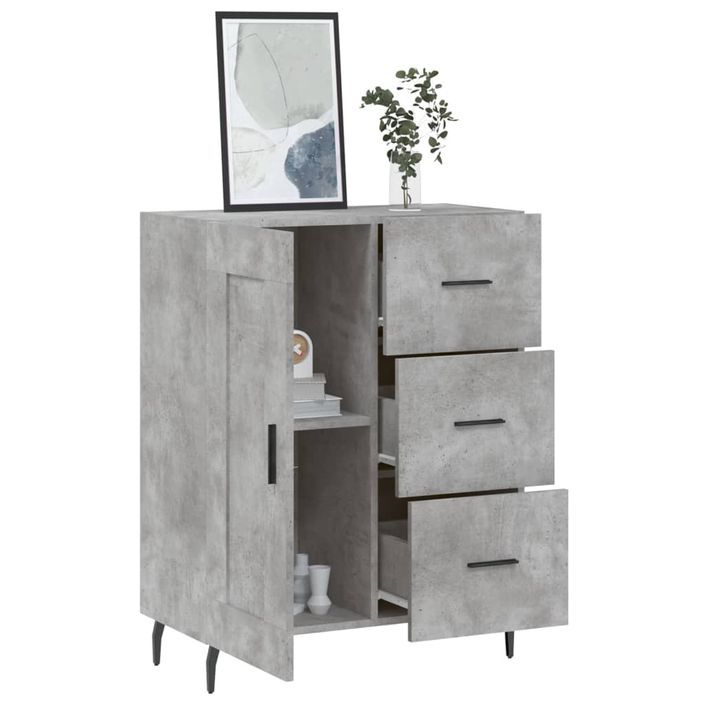 Buffet gris béton 69,5x34x90 cm bois d'ingénierie - Photo n°4