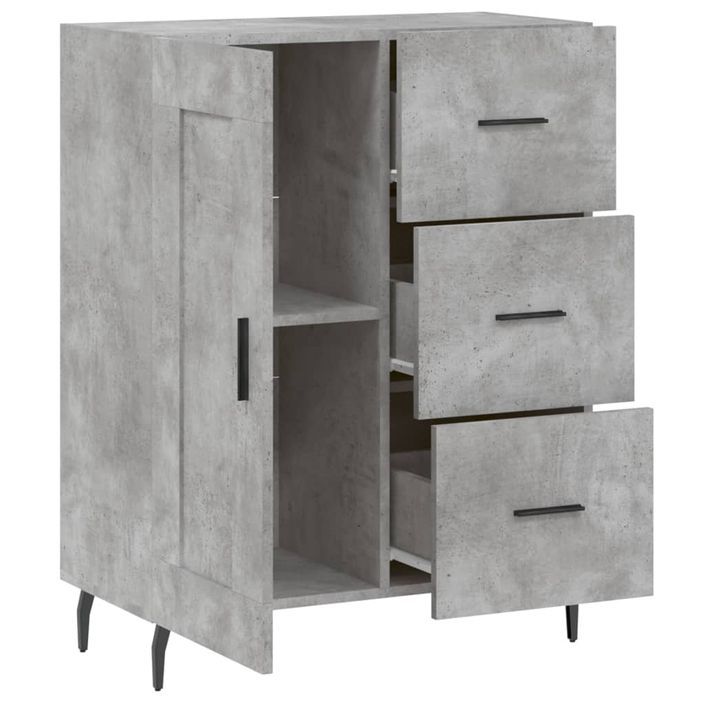 Buffet gris béton 69,5x34x90 cm bois d'ingénierie - Photo n°6