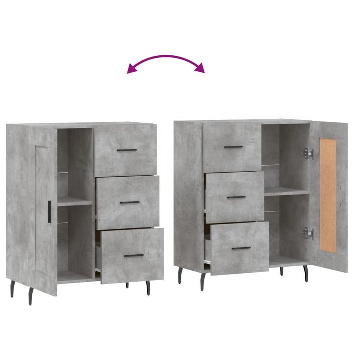 Buffet gris béton 69,5x34x90 cm bois d'ingénierie - Photo n°9