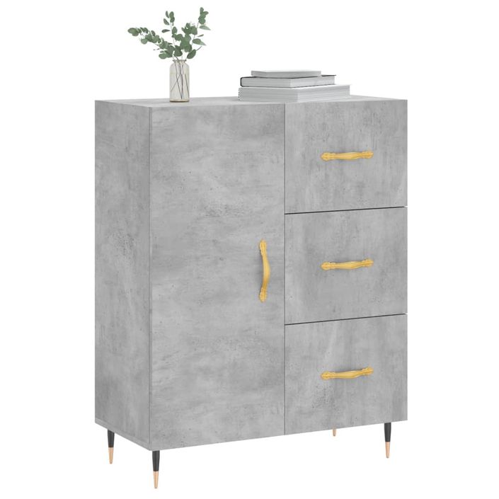 Buffet gris béton 69,5x34x90 cm bois d'ingénierie - Photo n°3