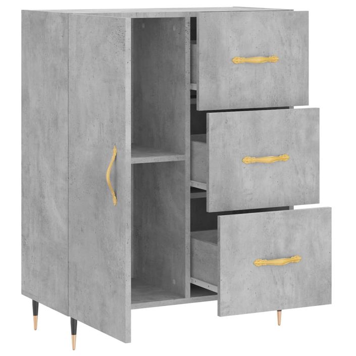 Buffet gris béton 69,5x34x90 cm bois d'ingénierie - Photo n°6