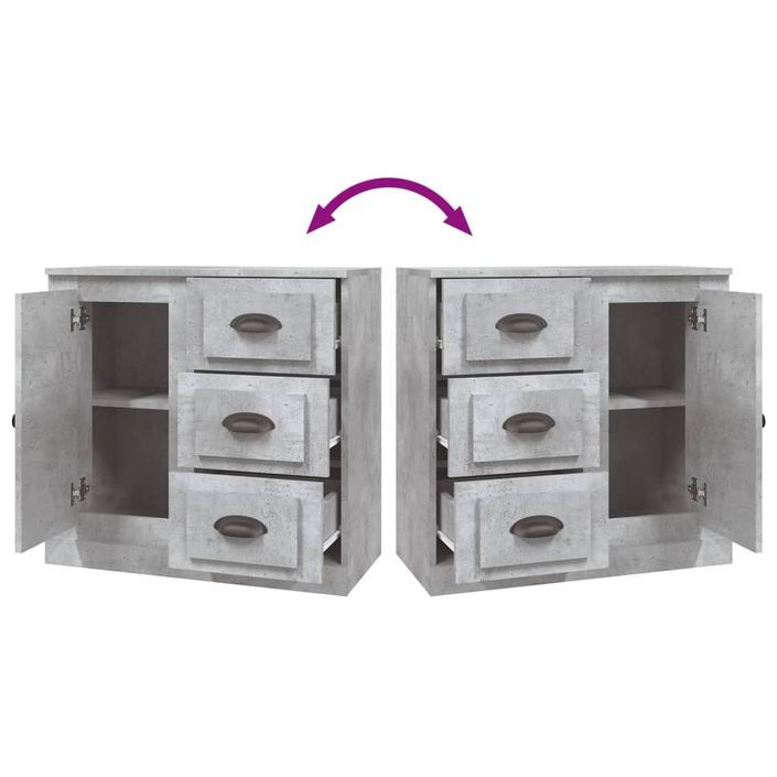 Buffet gris béton 70x35,5x67,5 cm bois d'ingénierie - Photo n°9