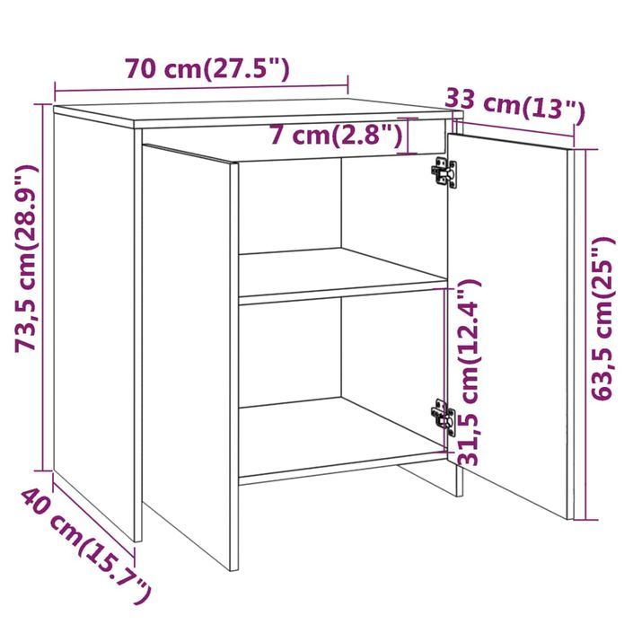 Buffet Gris béton 70x40x73,5 cm - Photo n°9