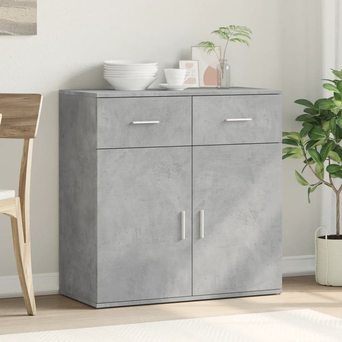 Buffet gris béton 79x38x80 cm bois d'ingénierie - Photo n°3