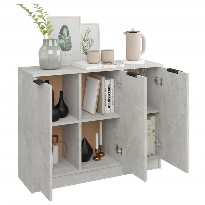 Buffet Gris béton 90,5x30x70 cm Bois d'ingénierie - Photo n°4