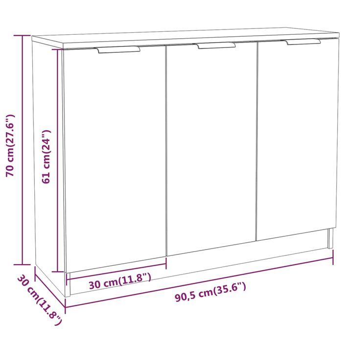 Buffet Gris béton 90,5x30x70 cm Bois d'ingénierie - Photo n°9