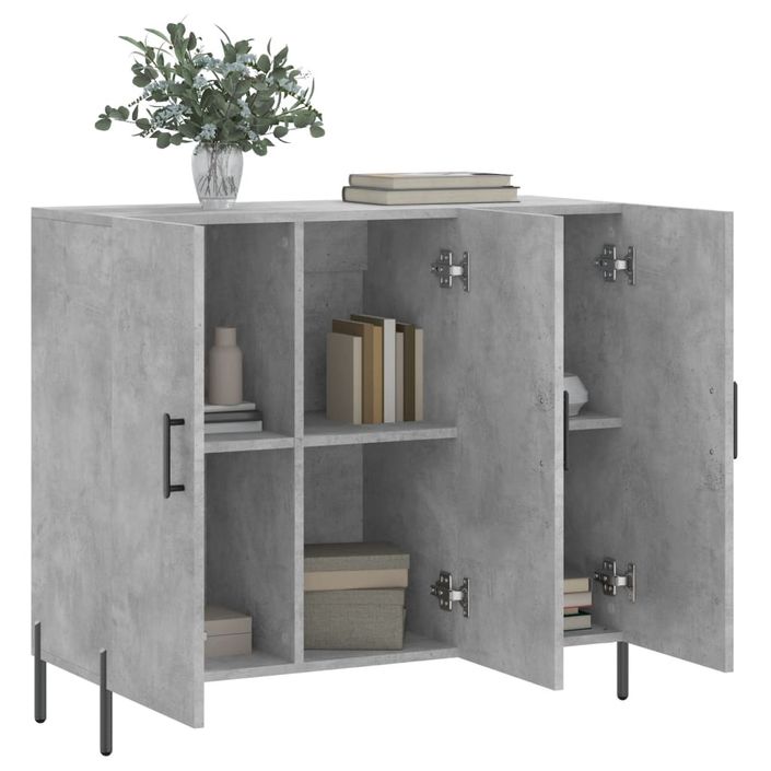 Buffet gris béton 90x34x80 cm bois d'ingénierie - Photo n°4