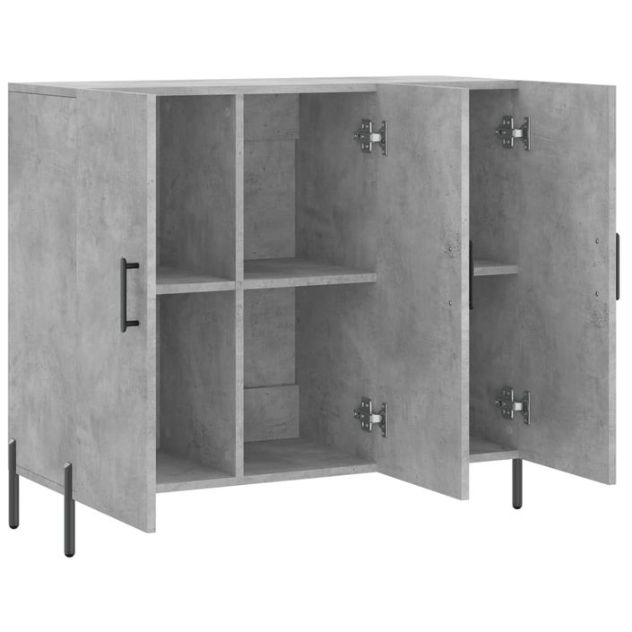 Buffet gris béton 90x34x80 cm bois d'ingénierie - Photo n°5