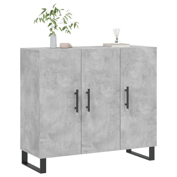 Buffet gris béton 90x34x80 cm bois d'ingénierie - Photo n°3