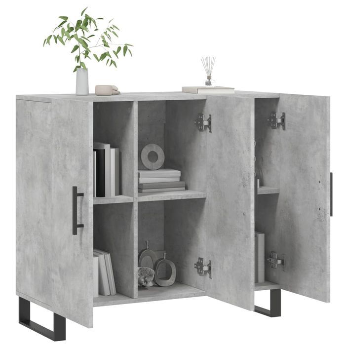 Buffet gris béton 90x34x80 cm bois d'ingénierie - Photo n°4