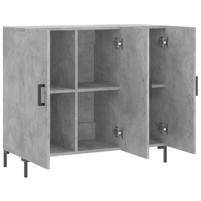 Buffet gris béton 90x34x80 cm bois d'ingénierie - Photo n°5