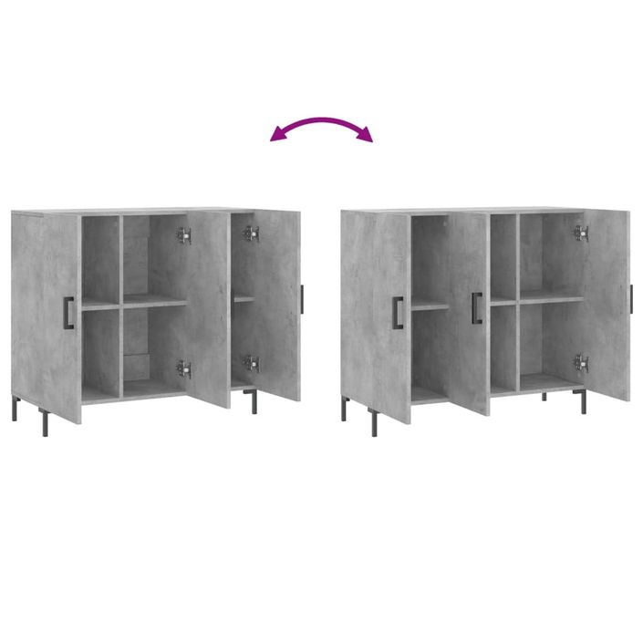 Buffet gris béton 90x34x80 cm bois d'ingénierie - Photo n°9