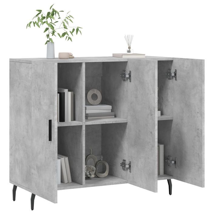 Buffet gris béton 90x34x80 cm bois d'ingénierie - Photo n°4