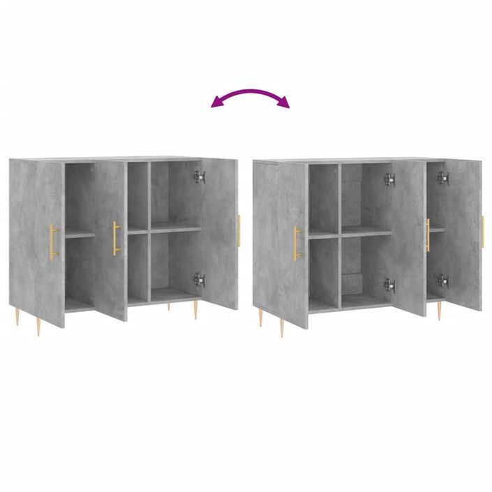 Buffet gris béton 90x34x80 cm bois d'ingénierie - Photo n°9