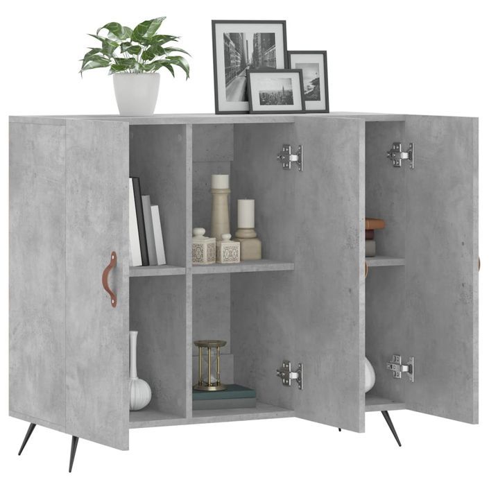 Buffet gris béton 90x34x80 cm bois d'ingénierie - Photo n°4