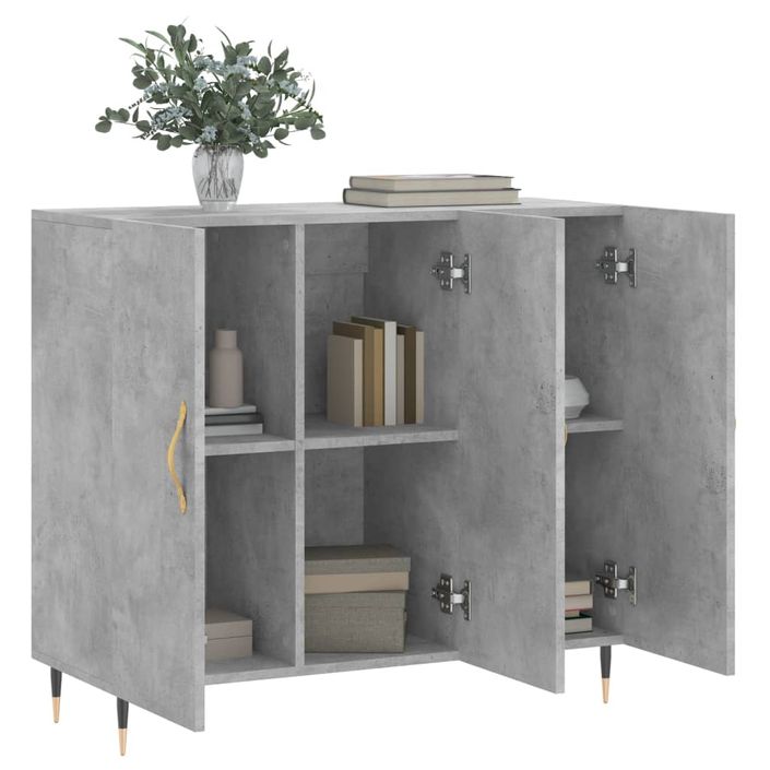 Buffet gris béton 90x34x80 cm bois d'ingénierie - Photo n°4