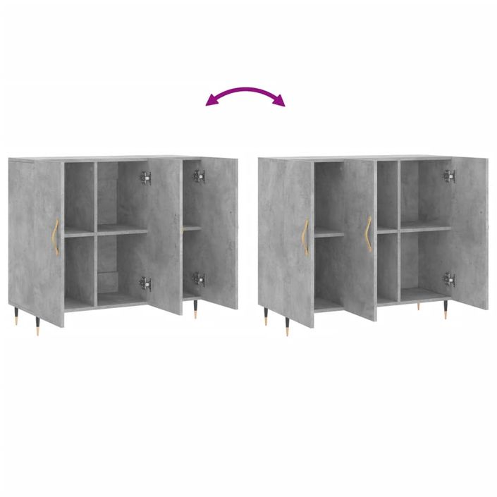 Buffet gris béton 90x34x80 cm bois d'ingénierie - Photo n°9