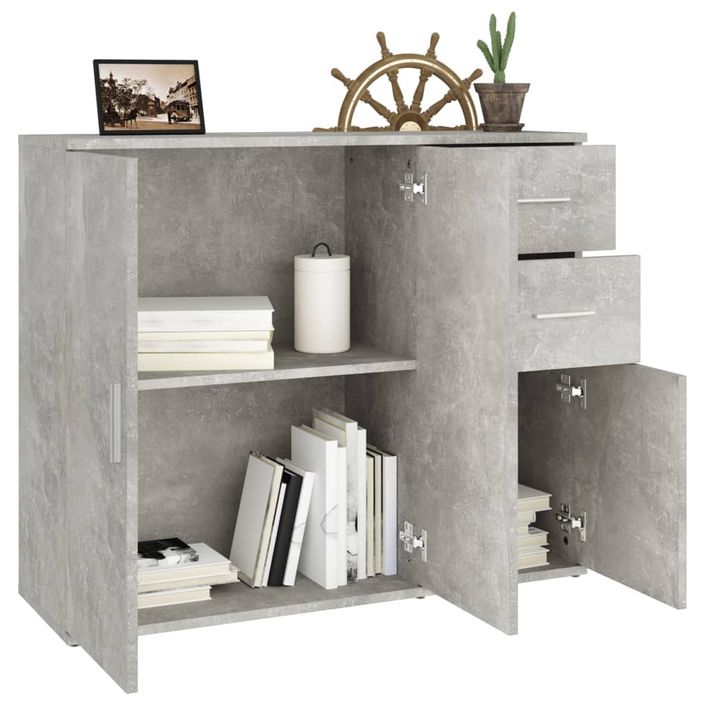 Buffet Gris béton 91x29,5x75 cm Bois d'ingénierie - Photo n°4