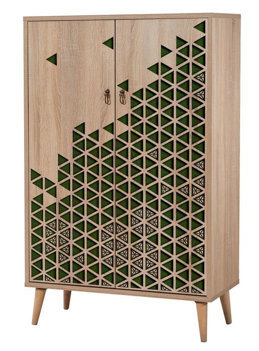 Buffet haut 2 portes en bois clair Kiza 121 - Photo n°1