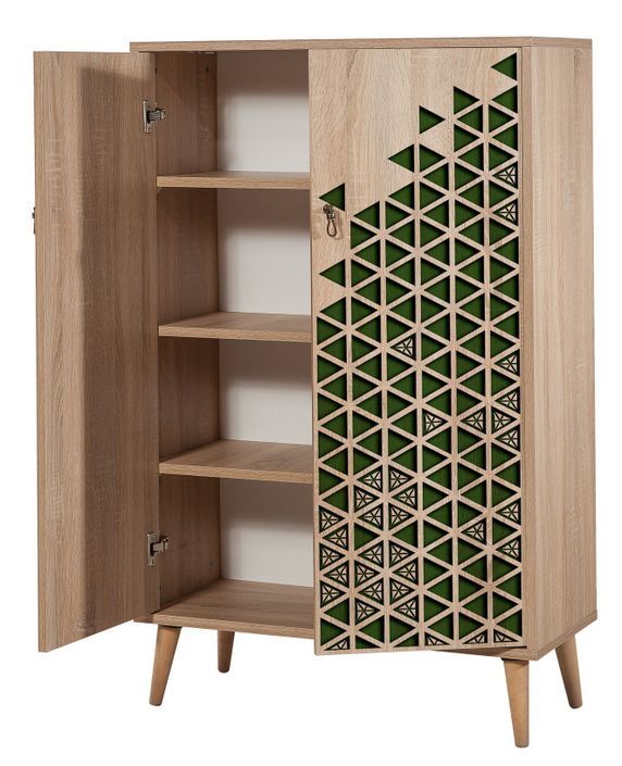 Buffet haut 2 portes en bois clair Kiza 121 - Photo n°2