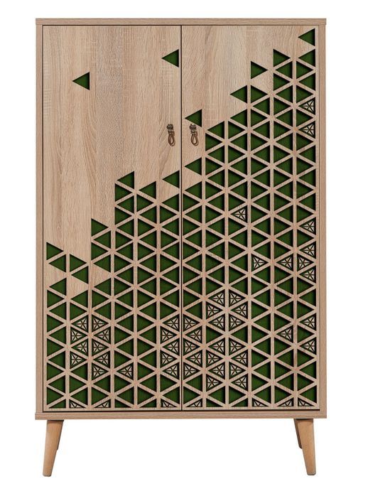 Buffet haut 2 portes en bois clair Kiza 121 - Photo n°3