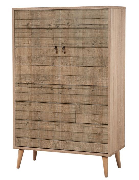 Buffet haut 2 portes en bois clair Kiza 728 - Photo n°1