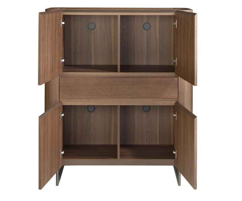 Buffet haut 4 portes Bokane 115 cm - Noyer et acier chromé - Photo n°2