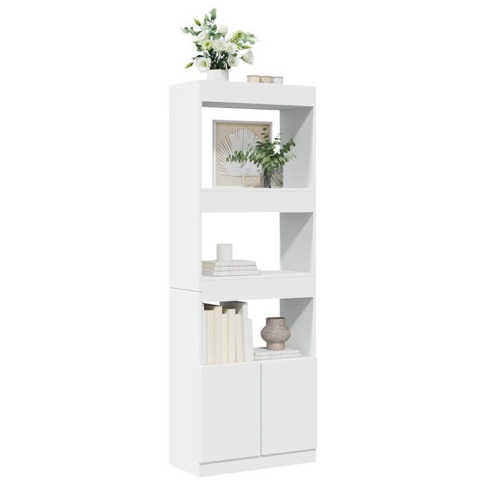 Buffet haut 63x33x180 cm blanc bois d'ingénierie - Photo n°4