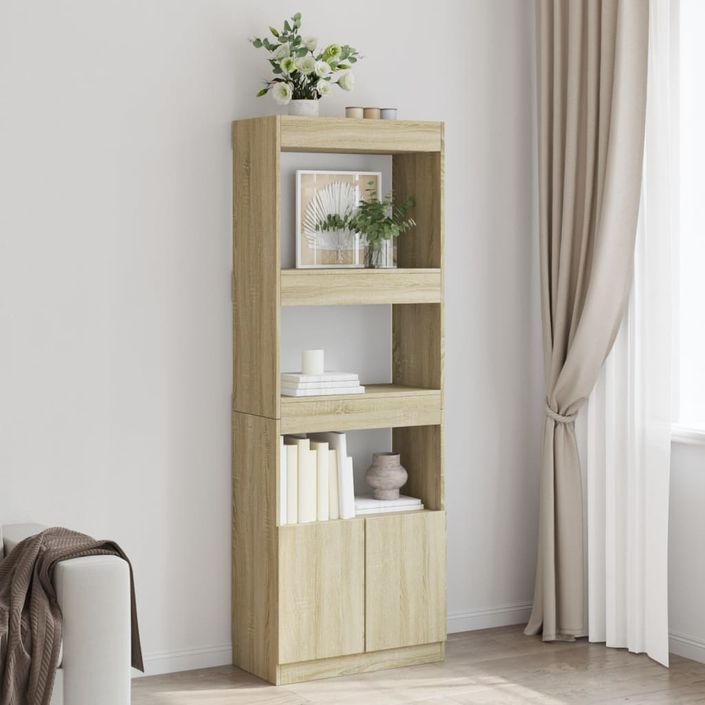 Buffet haut 63x33x180 cm chêne sonoma bois d'ingénierie - Photo n°1