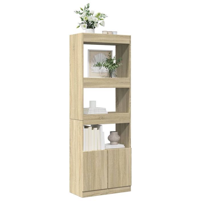 Buffet haut 63x33x180 cm chêne sonoma bois d'ingénierie - Photo n°4