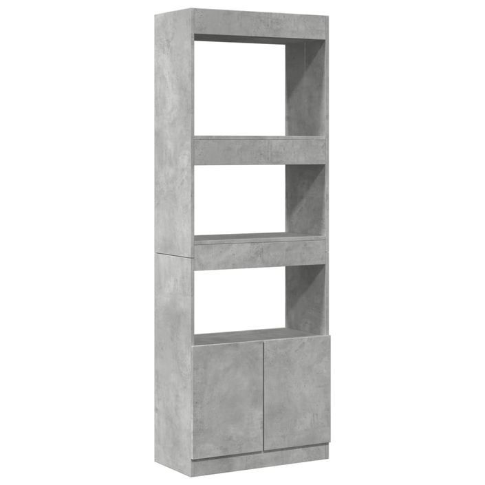 Buffet haut 63x33x180 cm gris béton bois d'ingénierie - Photo n°2