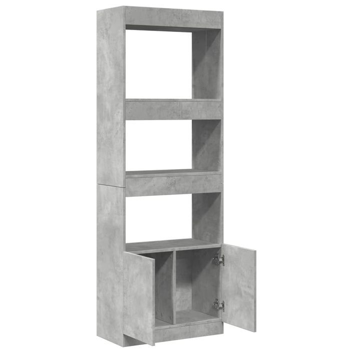 Buffet haut 63x33x180 cm gris béton bois d'ingénierie - Photo n°8