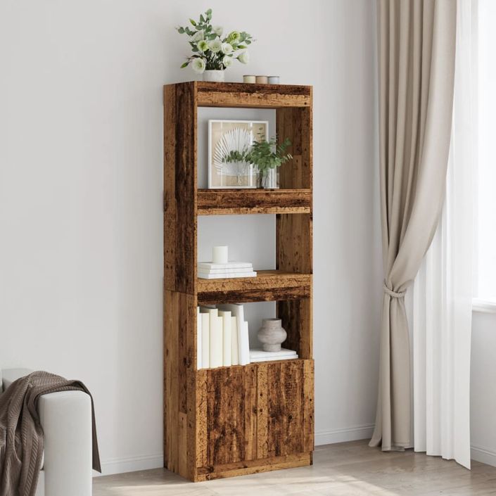 Buffet haut 63x33x180 cm vieux bois bois d'ingénierie - Photo n°1