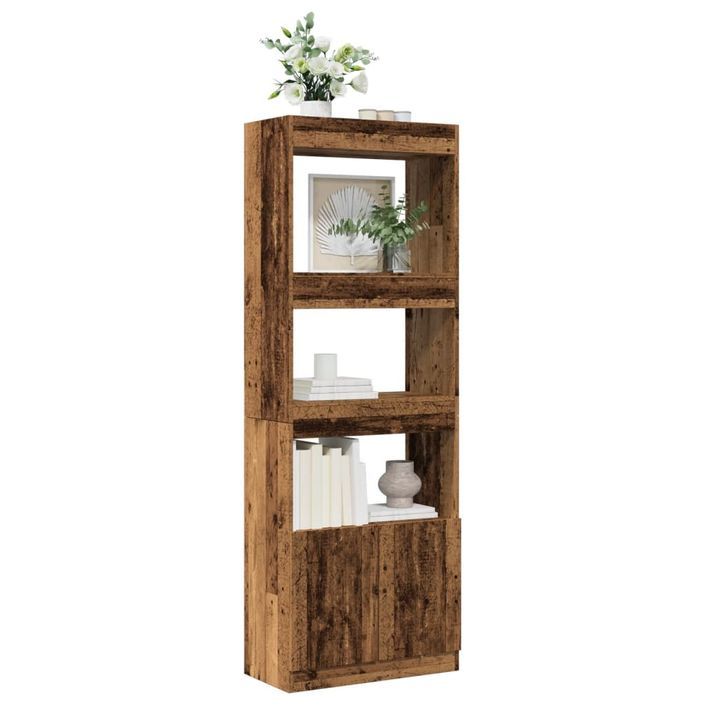 Buffet haut 63x33x180 cm vieux bois bois d'ingénierie - Photo n°4