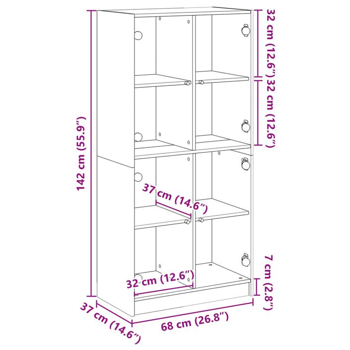 Buffet haut avec portes blanc 68x37x142 cm bois d'ingénierie - Photo n°12