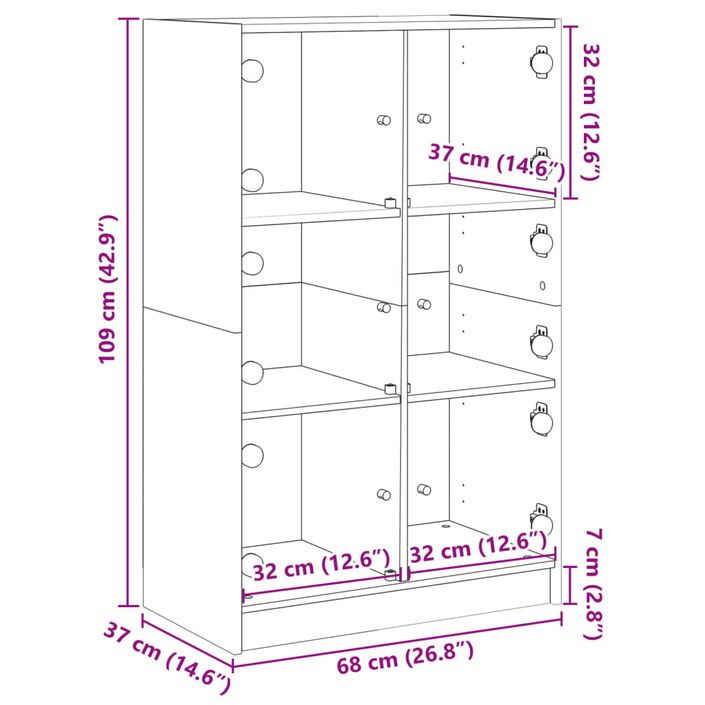 Buffet haut avec portes chêne fumé 68x37x109 cm bois ingénierie - Photo n°12