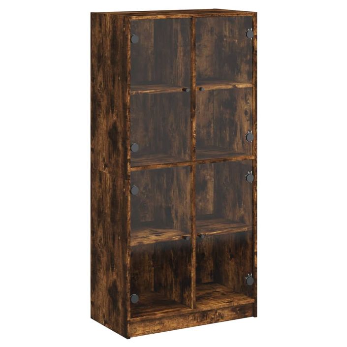 Buffet haut avec portes chêne fumé 68x37x142 cm bois ingénierie - Photo n°1