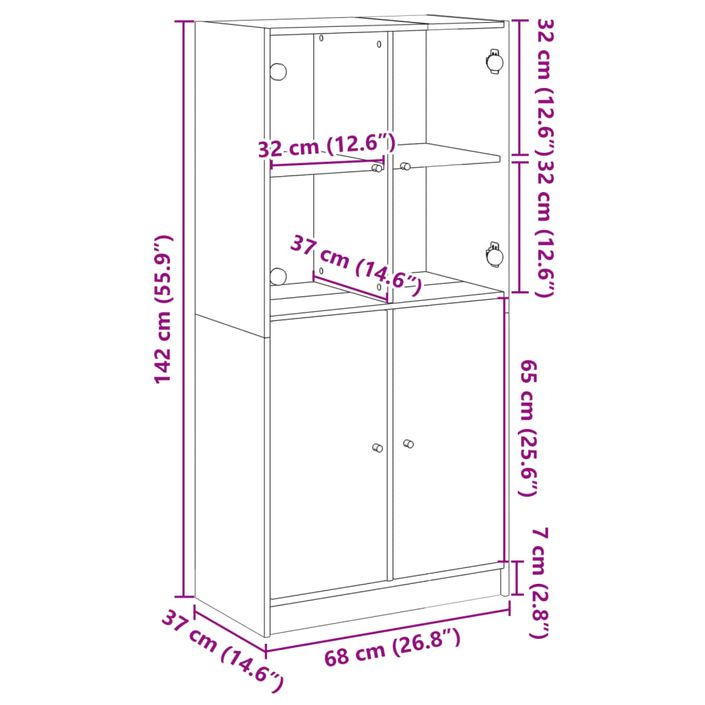 Buffet haut avec portes chêne sonoma bois d'ingénierie - Photo n°12