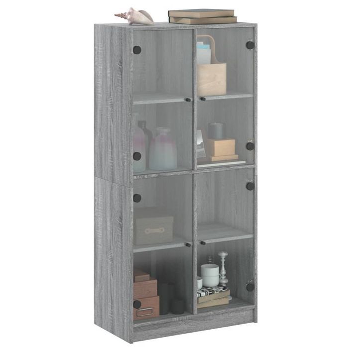 Buffet haut avec portes gris sonoma 68x37x142cm bois ingénierie - Photo n°5