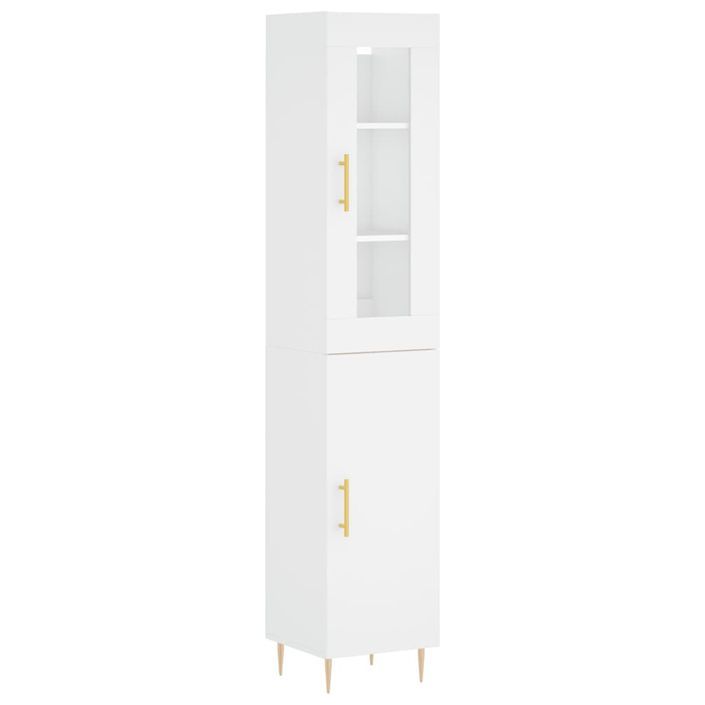 Buffet haut Blanc 34,5x34x180 cm Bois d'ingénierie - Photo n°1