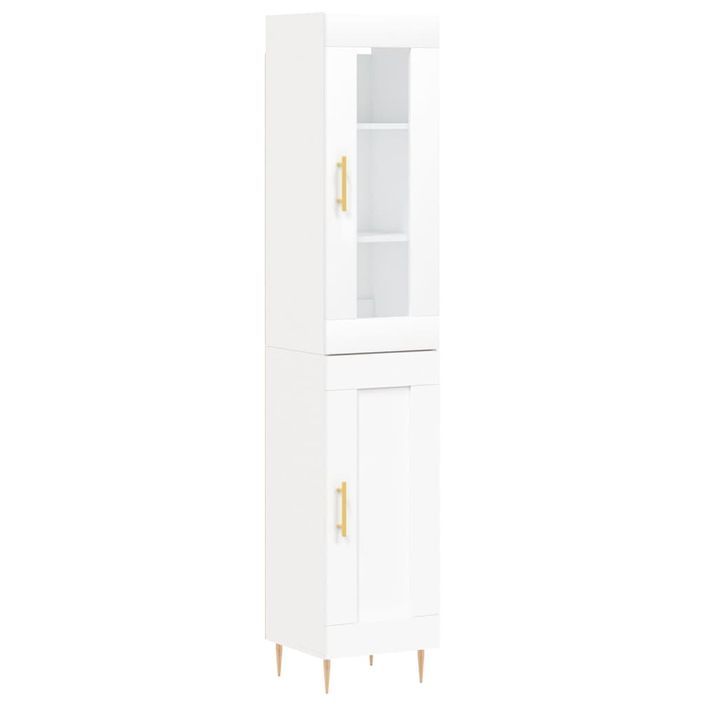 Buffet haut Blanc 34,5x34x180 cm Bois d'ingénierie - Photo n°1