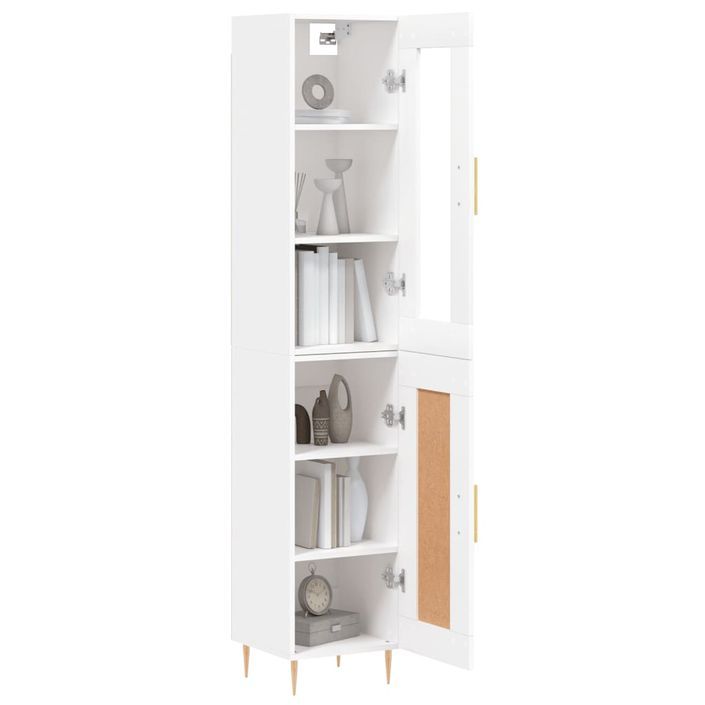 Buffet haut Blanc 34,5x34x180 cm Bois d'ingénierie - Photo n°3