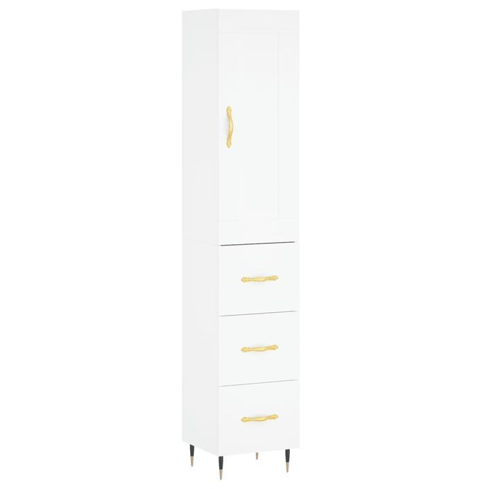 Buffet haut Blanc 34,5x34x180 cm Bois d'ingénierie - Photo n°1