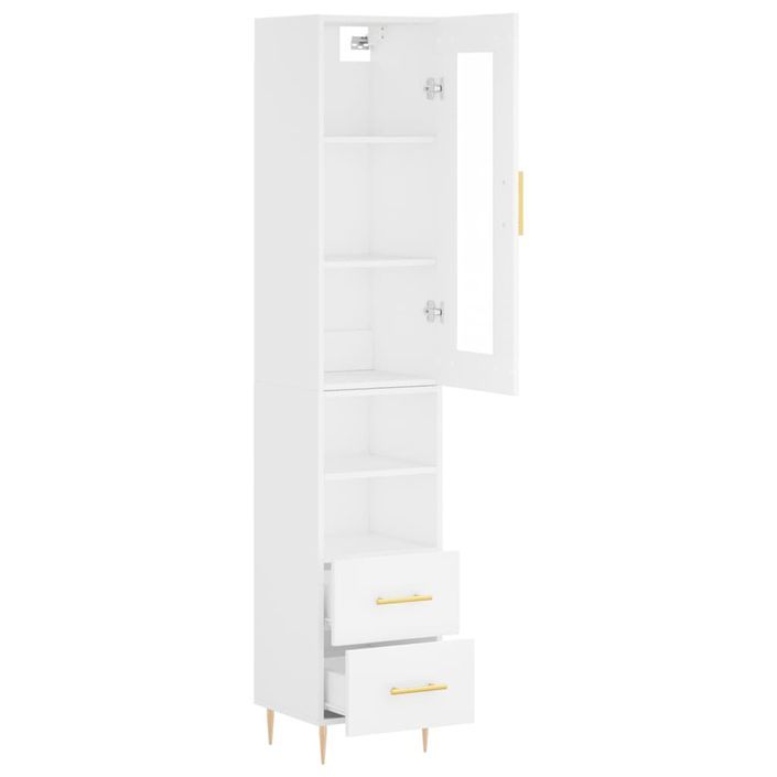 Buffet haut Blanc 34,5x34x180 cm Bois d'ingénierie - Photo n°4