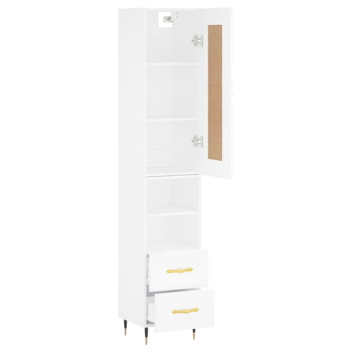 Buffet haut Blanc 34,5x34x180 cm Bois d'ingénierie - Photo n°4