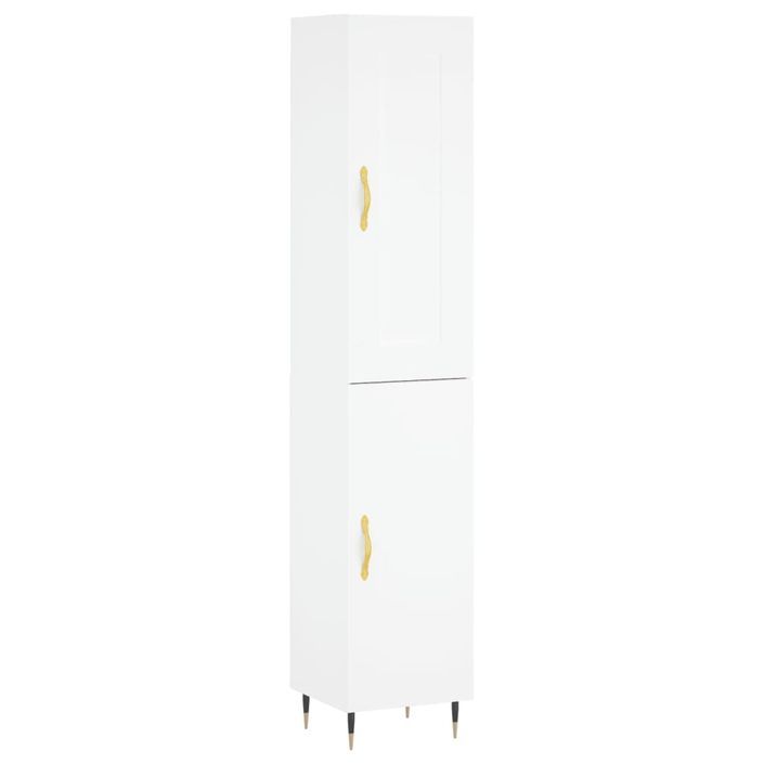 Buffet haut Blanc 34,5x34x180 cm Bois d'ingénierie - Photo n°1