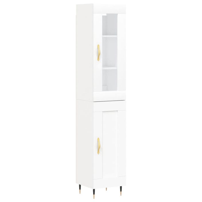 Buffet haut Blanc 34,5x34x180 cm Bois d'ingénierie - Photo n°1