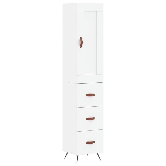 Buffet haut Blanc 34,5x34x180 cm Bois d'ingénierie - Photo n°1