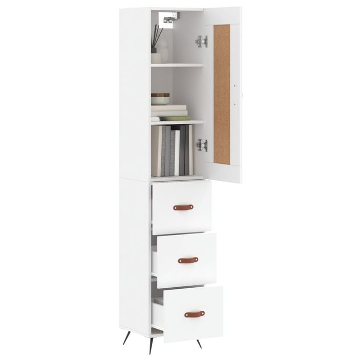 Buffet haut Blanc 34,5x34x180 cm Bois d'ingénierie - Photo n°3