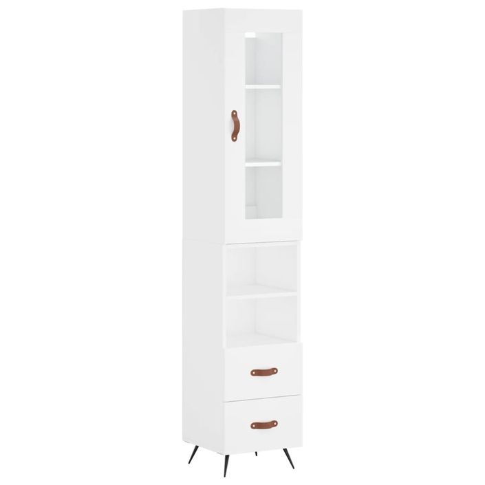 Buffet haut Blanc 34,5x34x180 cm Bois d'ingénierie - Photo n°1